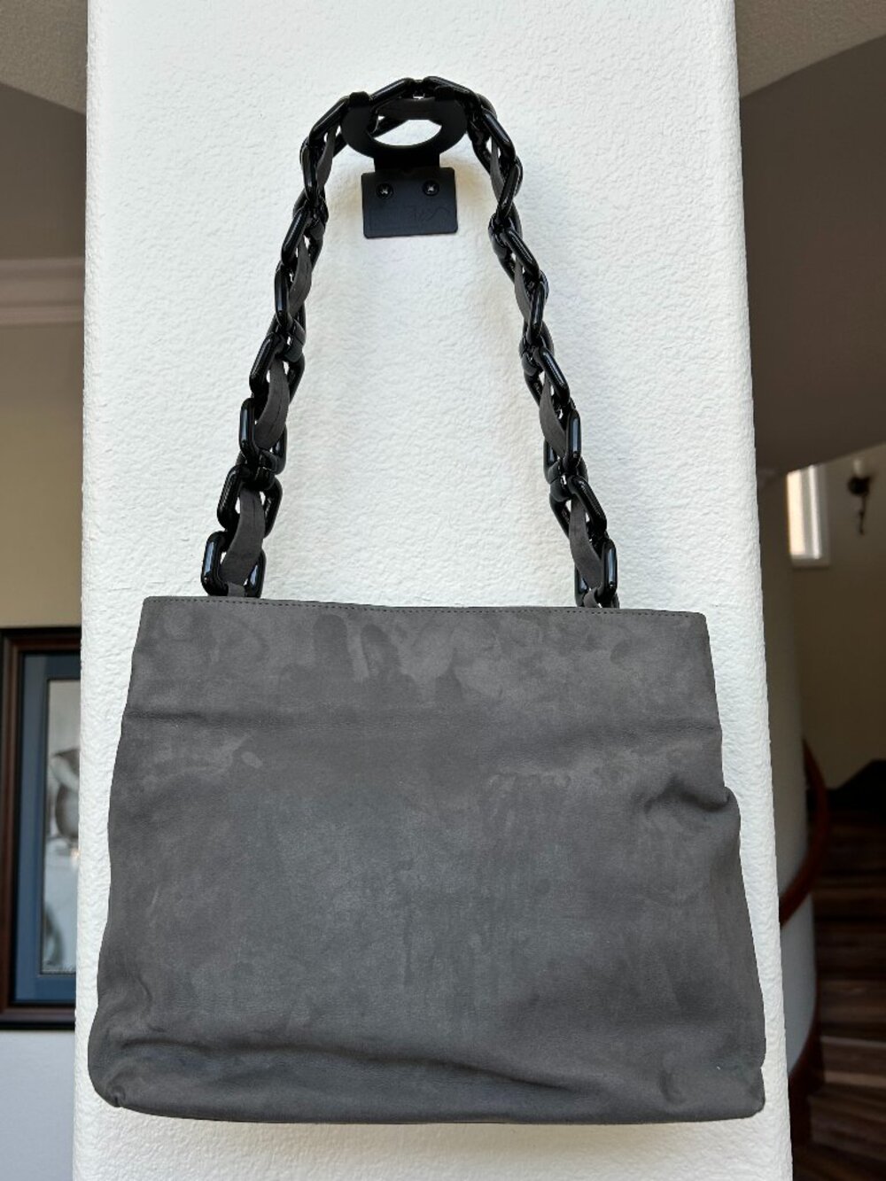 Vintage Y2K Arleen C stone-gray suede shoulder bag